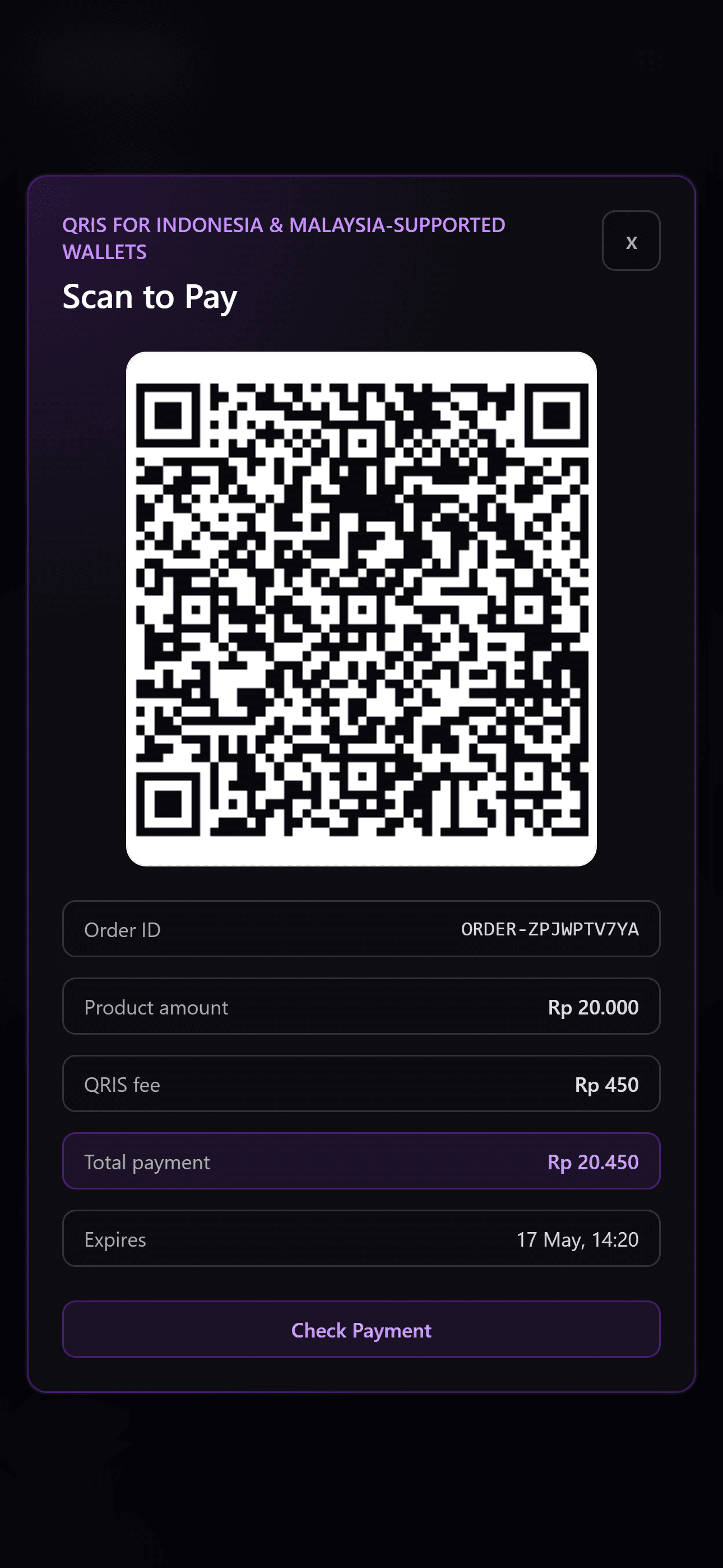 Aksa Xiterz preview: Payment state stays readable.
